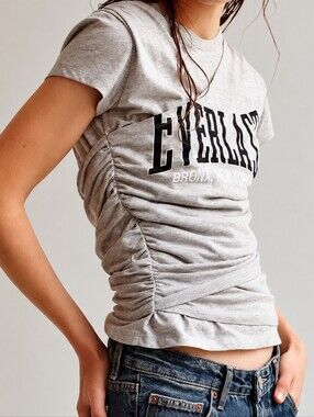 Everlast X Zara (78$) | Grey Ruched Side Graphic T-Shirt, Size S